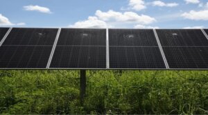 A photo of solar panels in Wedgefield, Florida, with cracked glass, submitted as evidence in a federal case against a Jordanian national charged with targeting various businesses he believed supported Israel. The photo was filed by the U.S. Department of Justice, April 24, 2025. (Government photo)