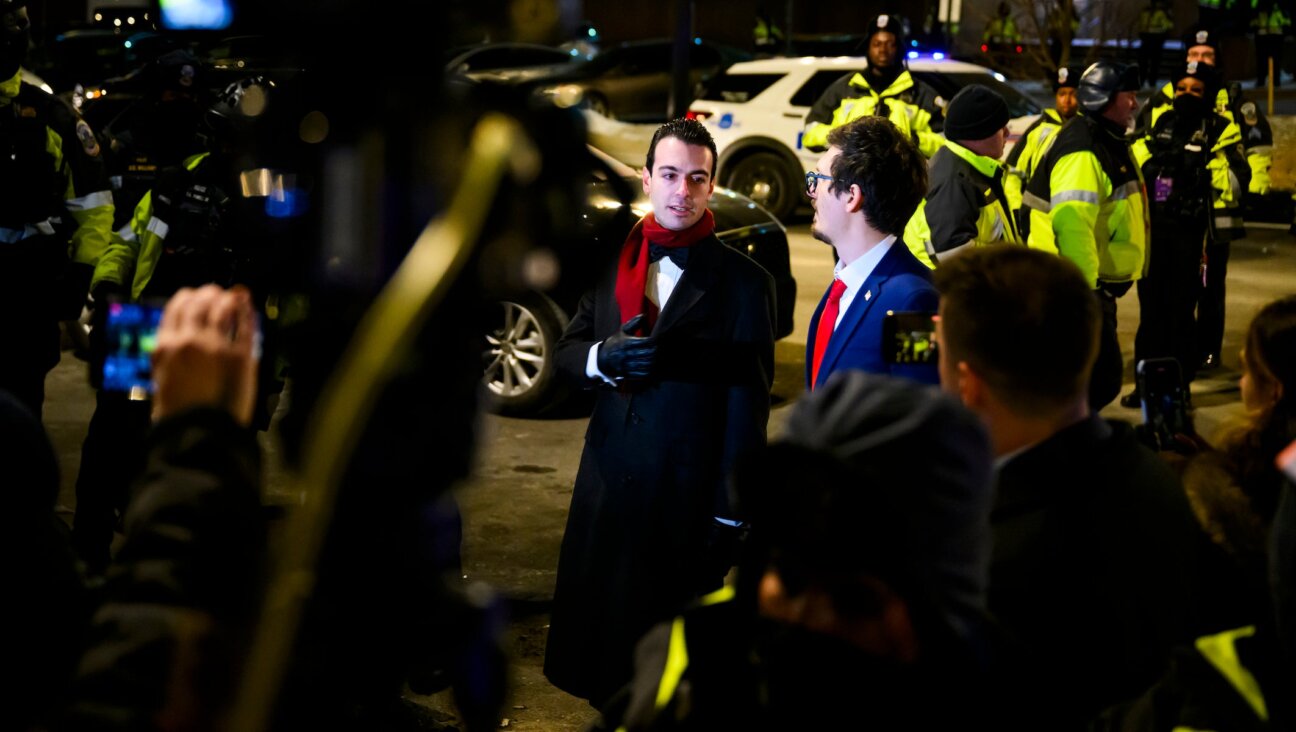 Paul Ingrassia, White House Liaison to the Justice Department, left, announces the release of brothers Andrew and Matthew Valentin outside of the DC Central Detention Facility on January 20, 2025 in Washington, DC. President Donald Trump issued pardons to over 1500 people who were charged with crimes related to the event. (Pete Kiehart for The Washington Post via Getty Images)