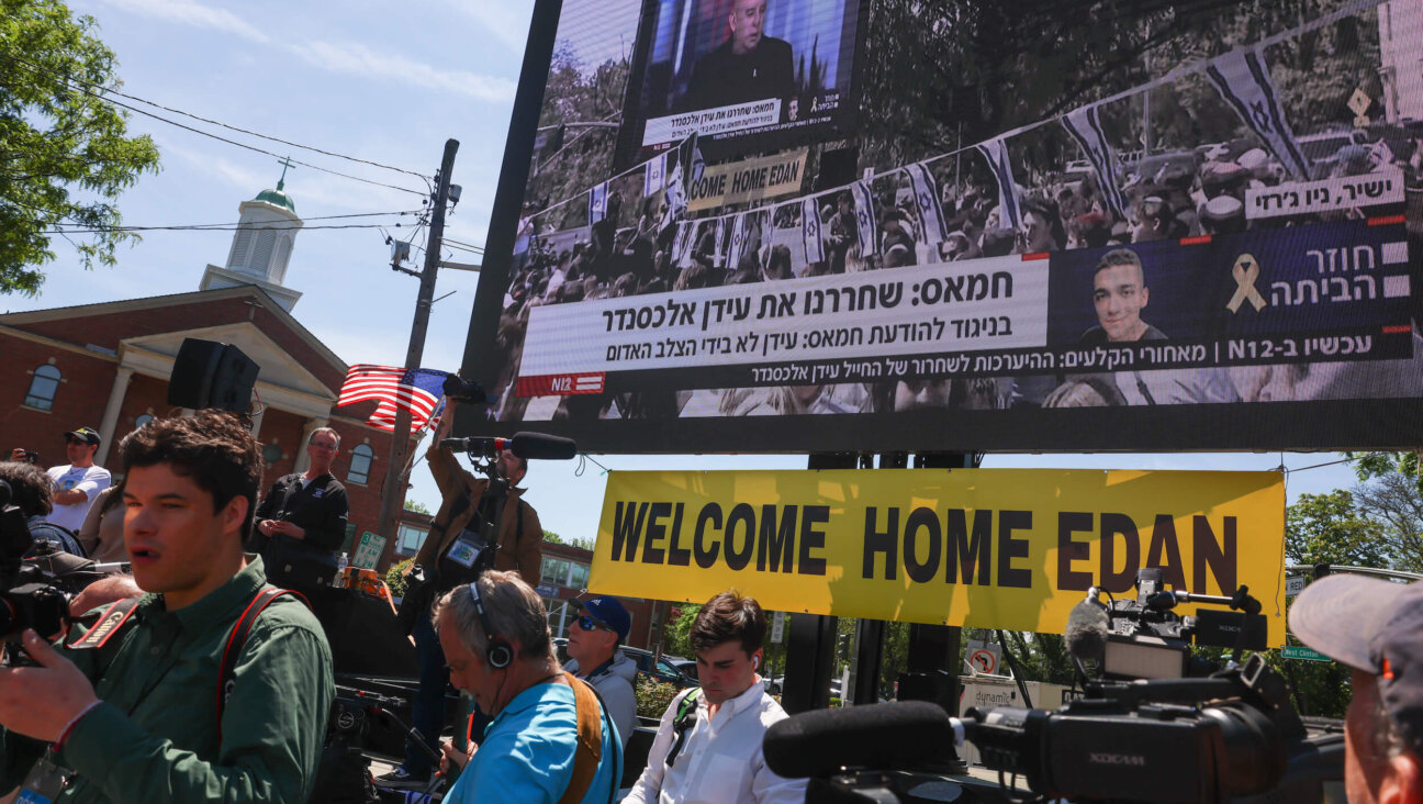 Hundreds of friends, family and residents gather in downtown Tenafly, New Jersey, to watch the release of Edan Alexander — the last living U.S. citizen kidnapped by Hamas — on May 12.