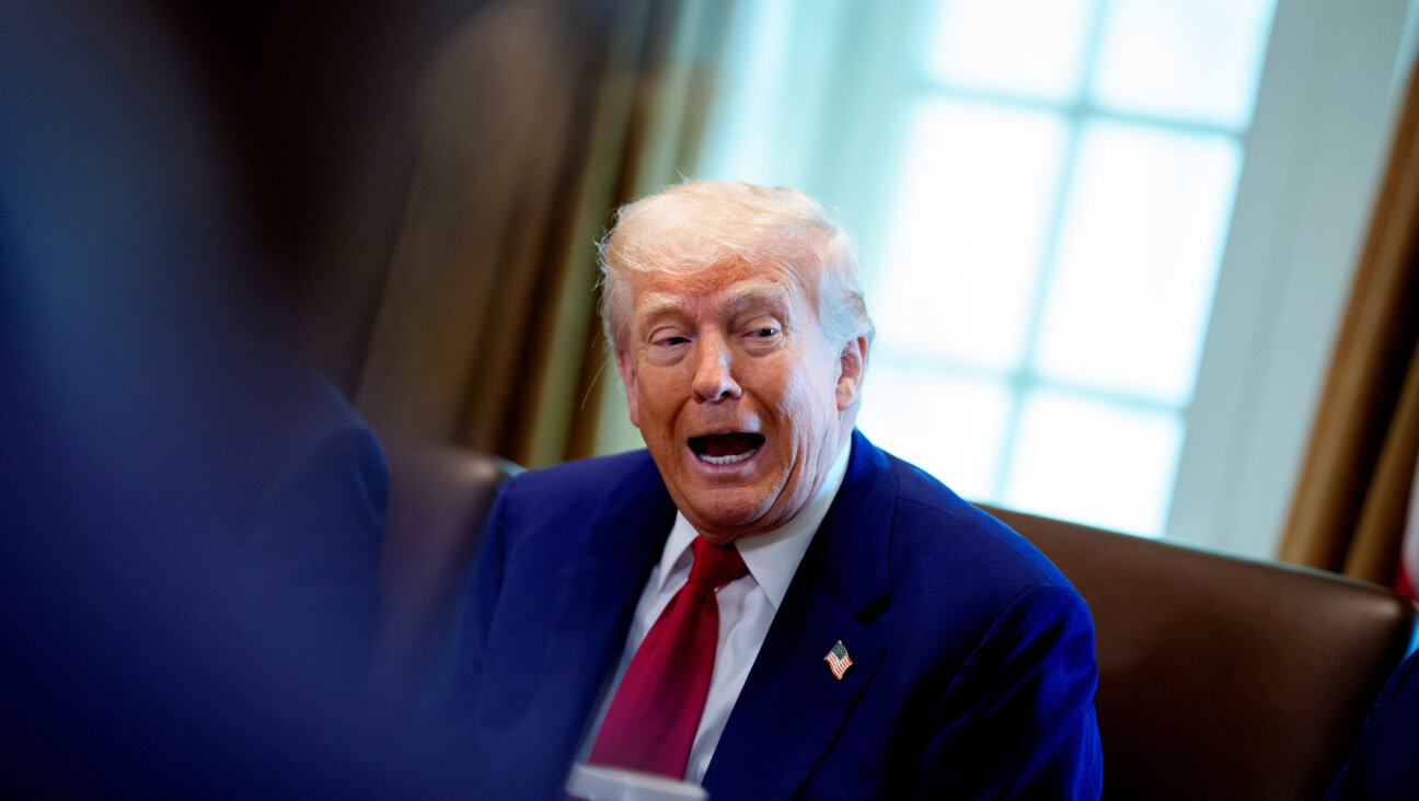 Donald Trump speaks about tariffs during a Cabinet meeting at the White House.