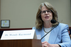 President of Haverford College Wendy Raymond testifie on May 7.