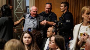 Ben Cohen, co-founder of Ben $ Jerry’s, is detained by U.S. Capitol Police for disrupting proceedings during a hearing with U.S. Secretary of Health and Human Services Robert F. Kennedy Jr., May 14, 2025 in Washington, D.C (Samuel Corum/Getty Images)