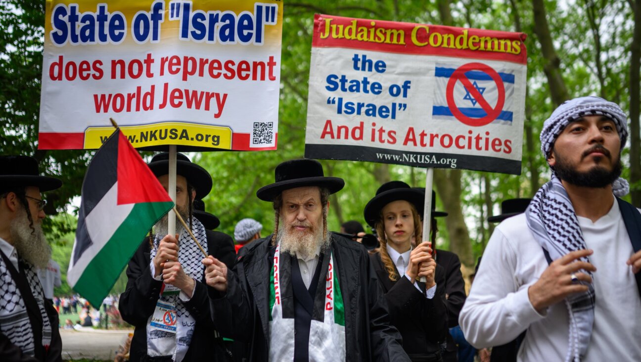 Members of Neturei Karta protest on May 15, 2025, in New York City. (Alexi Rosenfeld/Getty Images)