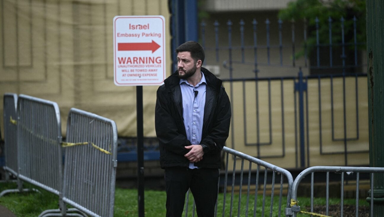 Security officers surround the Israeli Embassy in Washington, DC, on May 22, 2025, following a shooting that left two people dead outside the Capital Jewish Museum the day before. (Brendan Smialowski/AFP via Getty Images)