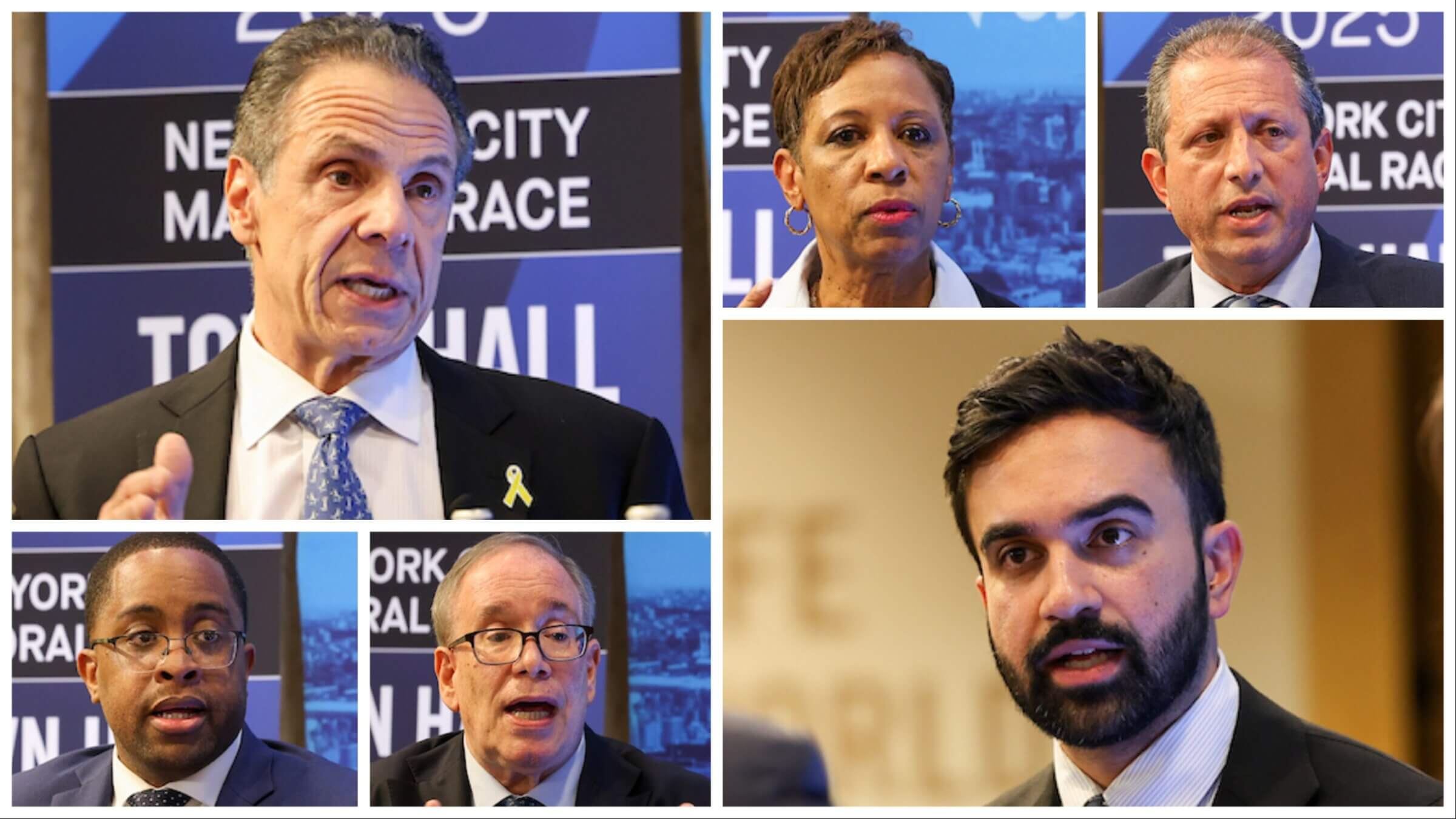 NYC mayoral candidates at a town hall for Jewish voters on May 22. 