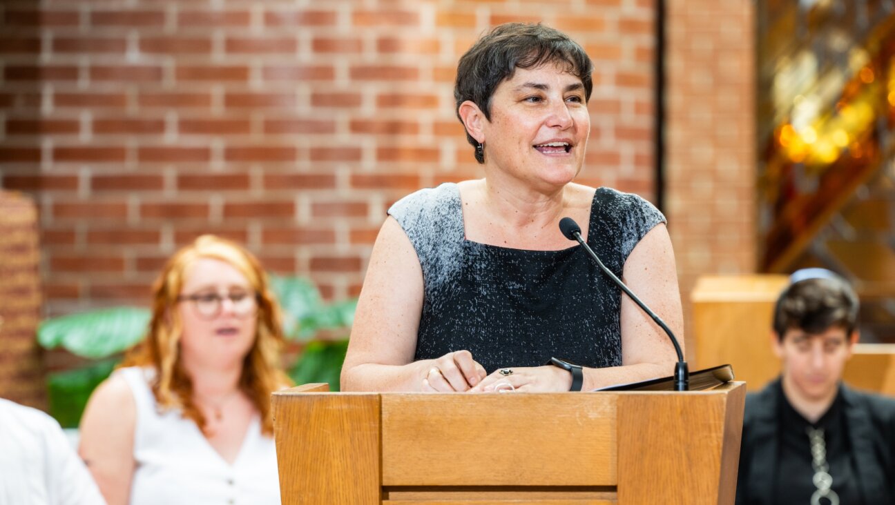 Rabbi Deborah Waxman, shown here speaking at the Reconstructionist Rabbinical College graduation in 2024, said she is stepping down as head of the Reconstuctionist movement in order to to make way for “the next generation of leaders.” (Courtesy Reconstructing Judaism)