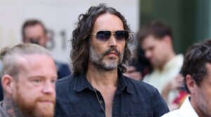 Russell Brand leaving court on May 2, 2025 in London, England. (Neil Mockford/Getty Images)