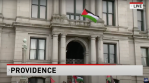 The Palestinian flag flies at Providence, Rhode Island’s City Hall on Friday, May 16, 2025. (Screenshot)