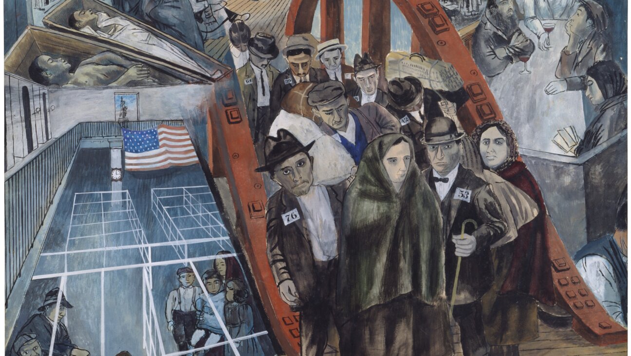 Ben Shahn, Study for Jersey Homesteads mural, c. 1936. The image tells a story of Jewish immigration.