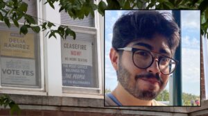 FBI agents conducted a raid Thursday morning at the Chicago residence of Elias Rodriguez, the suspect in the fatal shooting of two Israeli Embassy staff members outside the Capital Jewish Museum in Washington, D.C. (Jacek Boczarski/Anadolu via Getty Images and Screenshot)