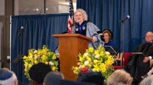 Chancellor Shuly Rubin Schwartz speaks at the institution’s 131st commencement ceremony, May 22, 2025. (Ellen Rubin Photography)