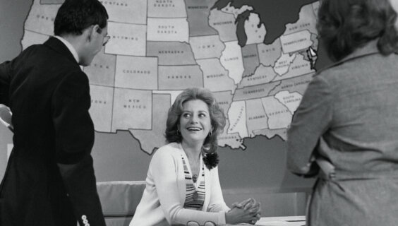 Barbara Walters at the National Broadcasting Company's studio in New York.