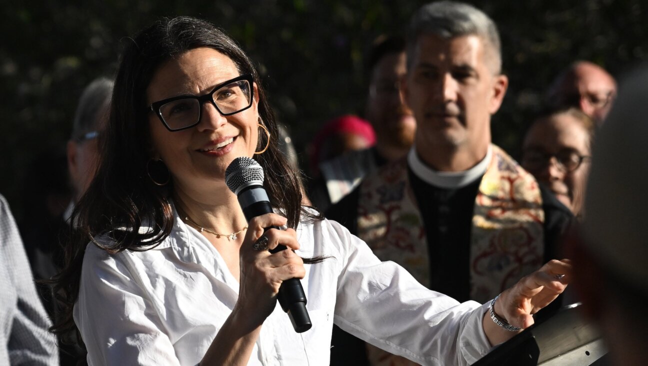 Rabbi Sharon Brous speaks during a vigil to call for an end to violence of immigration raids, and the protection of immigrant families in LA County by interfaith leaders from across Los Angeles County on June 10, 2025.(Keith Birmingham/MediaNews Group/Pasadena Star-News via Getty Images)