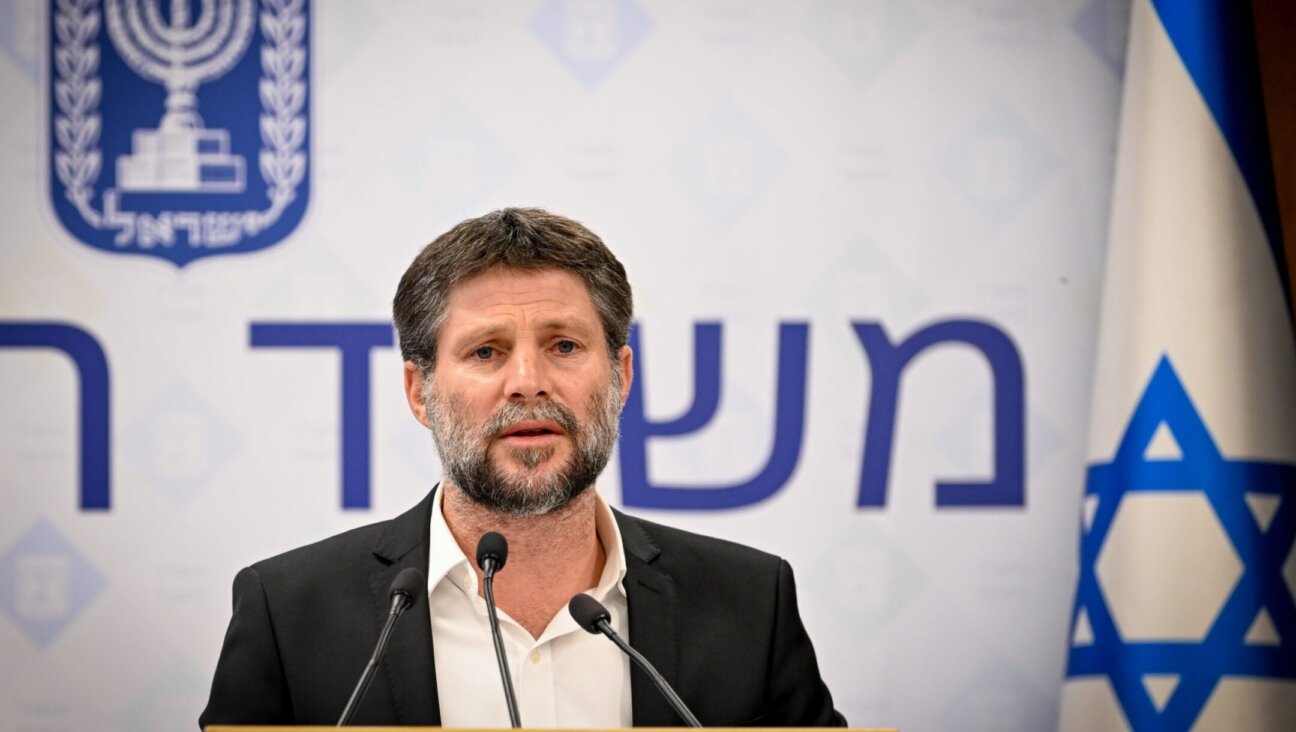 Israeli Minister of Finance Bezalel Smotrich attends a press conference about the government’s war financing in Jerusalem, Oct. 15, 2023. (Arie Leib Abrams/Flash90)