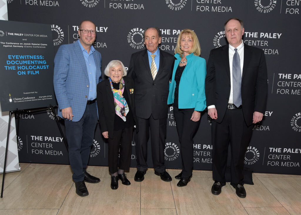 (L - R) Executive Producer Michael Potter, Holocaust survivor Marthe Cohn, Major Cohn, Historian Elizabeth B. White and Claims Conference Executive VP Greg Schneider attend "Eyewitness: Documenting The Holocaust On Film" at The Paley Center for Media on February 07, 2019 in Beverly Hills, California. (Photo by Michael Tullberg/Getty Images)