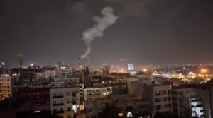 Smoke rises from a location allegedly targeted in Israel’s wave of strikes on Tehran, Iran, on early morning of June 13, 2025. (Photo by SAN/Middle East Images/AFP via Getty Images)