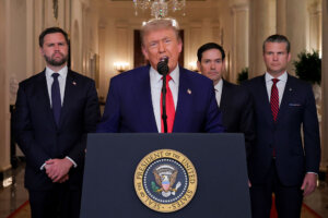 President Donald Trump during an address to the nation on June 21. 