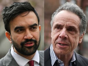 New York City mayoral candidates Zohran Mamdani (L) and Andrew Cuomo (R). 