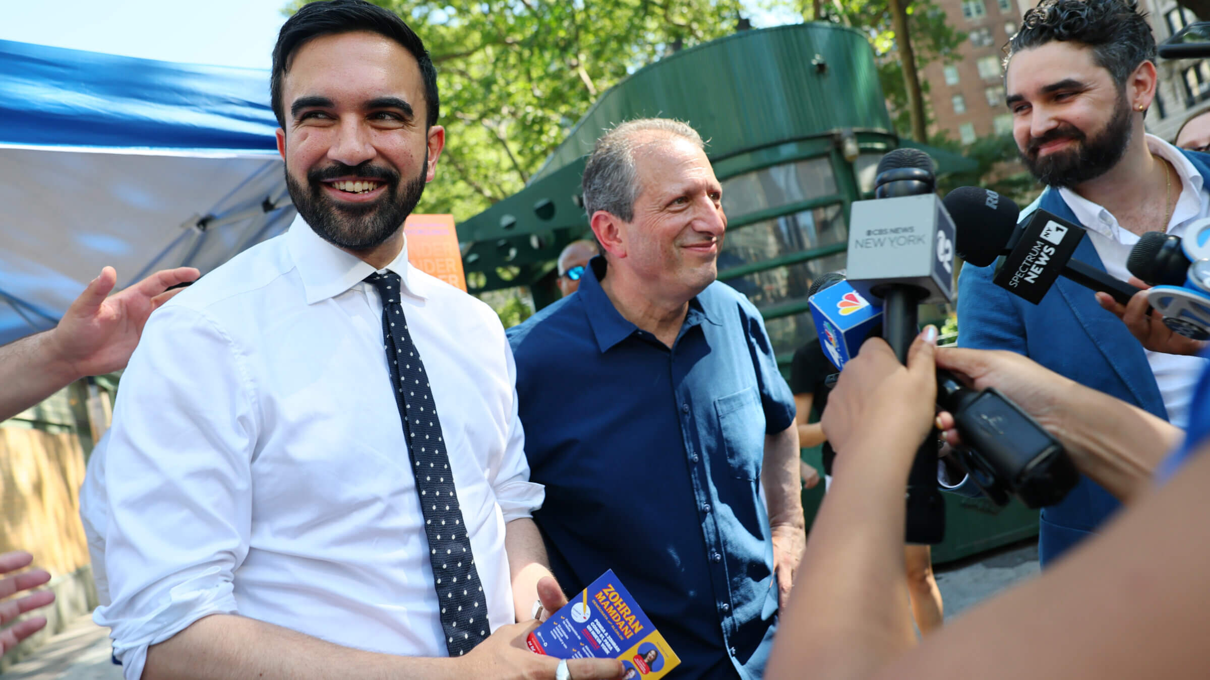 Zohran Mamdani walks with Brad Lander, the highest-ranking Jewish official in New York City who co-endorsed with Mamdani in the ranked choice primary.