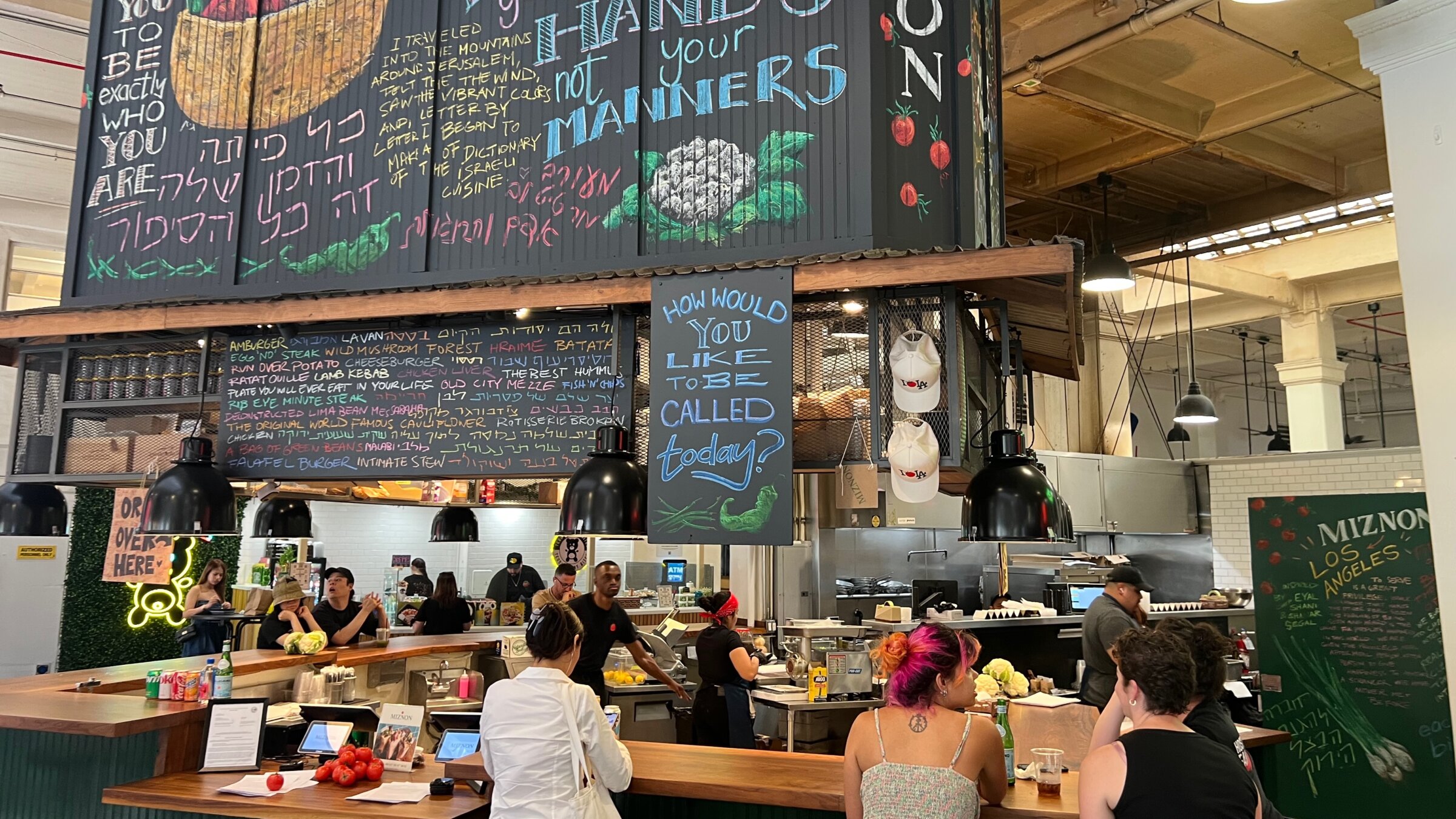 Israeli chef Eyal Shani's Miznon restaurant opened in Los Angeles's Grand Central Market in June 2025.