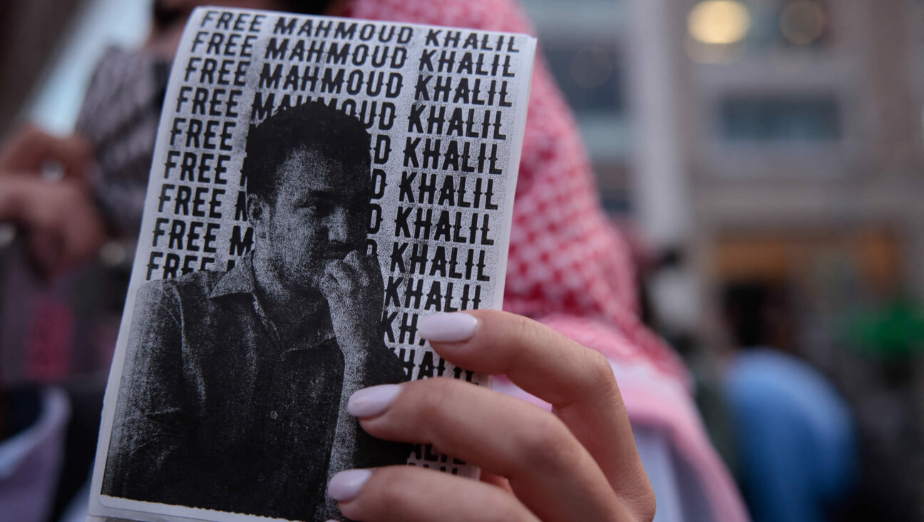 A pro-Palestinian demonstrator holds a "Free Mahmoud Khalil" sign in Manhattan's Union Square on May 15. 