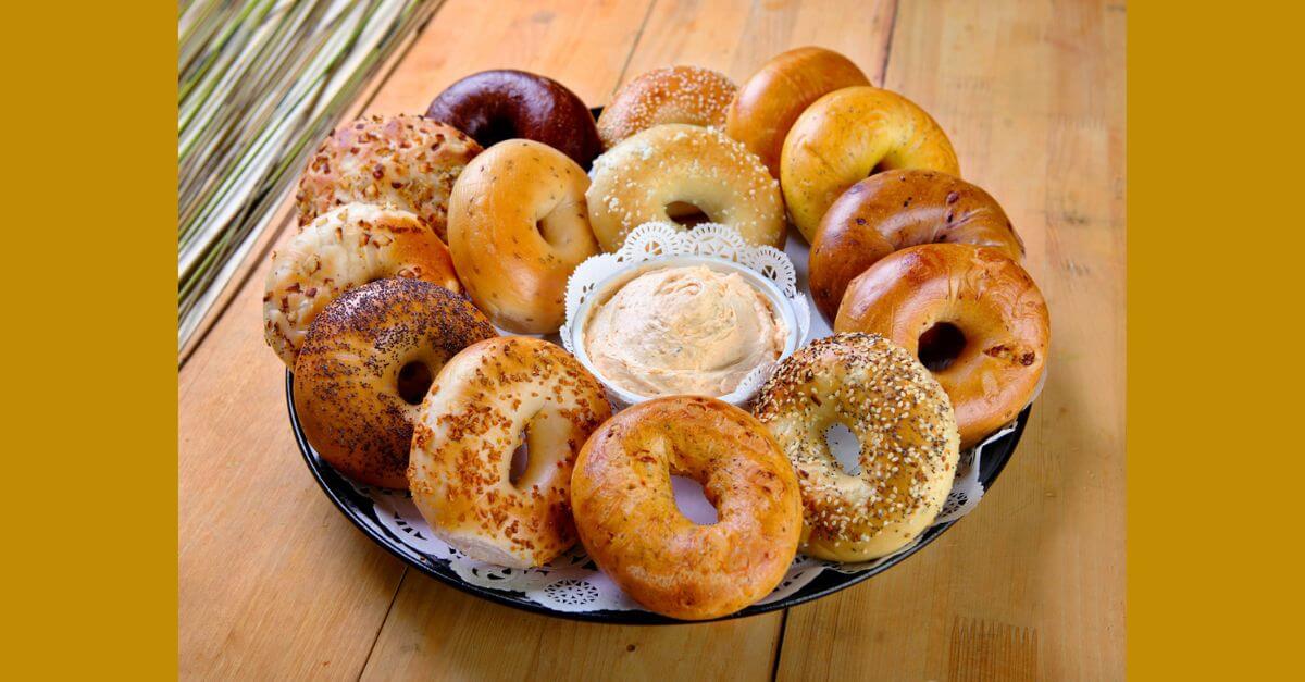 An assortment of bagels.