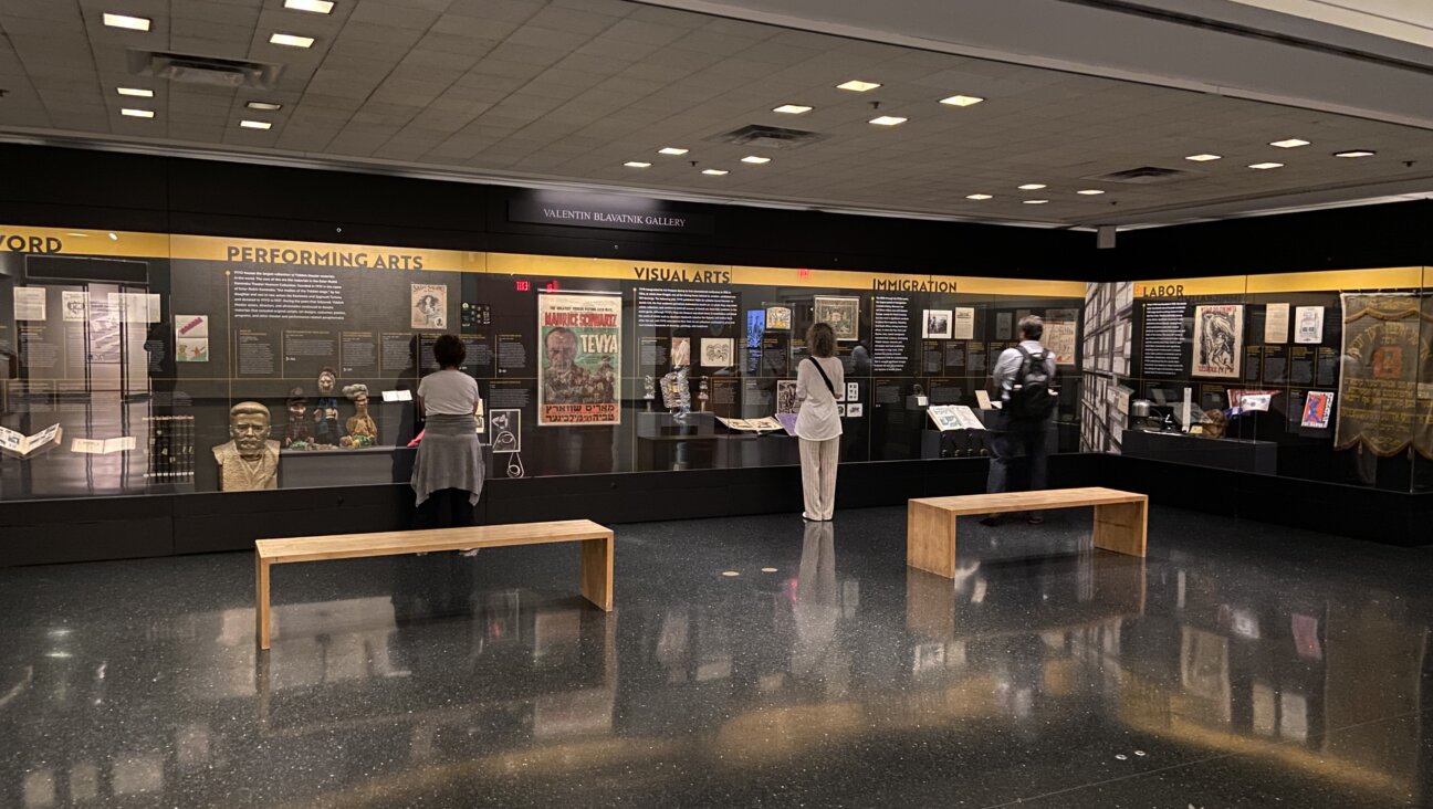 Visitors view "Hail to the Zamlers!" a potpouri of items from YIVO's archive.