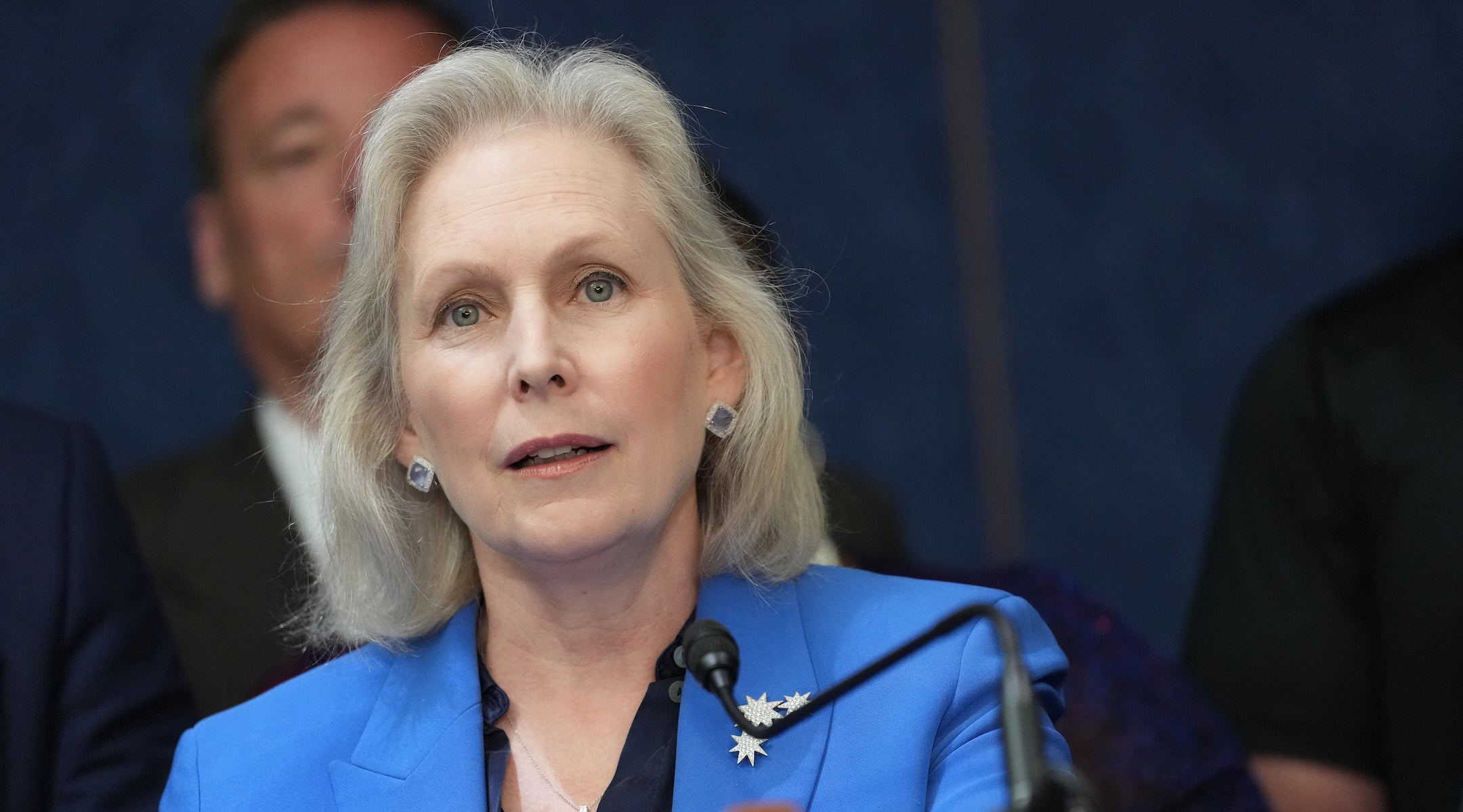 Sen. Kirsten Gillibrand speaks at a press conference on the World Trade Center Health Program at the U.S. Capitol on May 13, 2025 in Washington, DC.