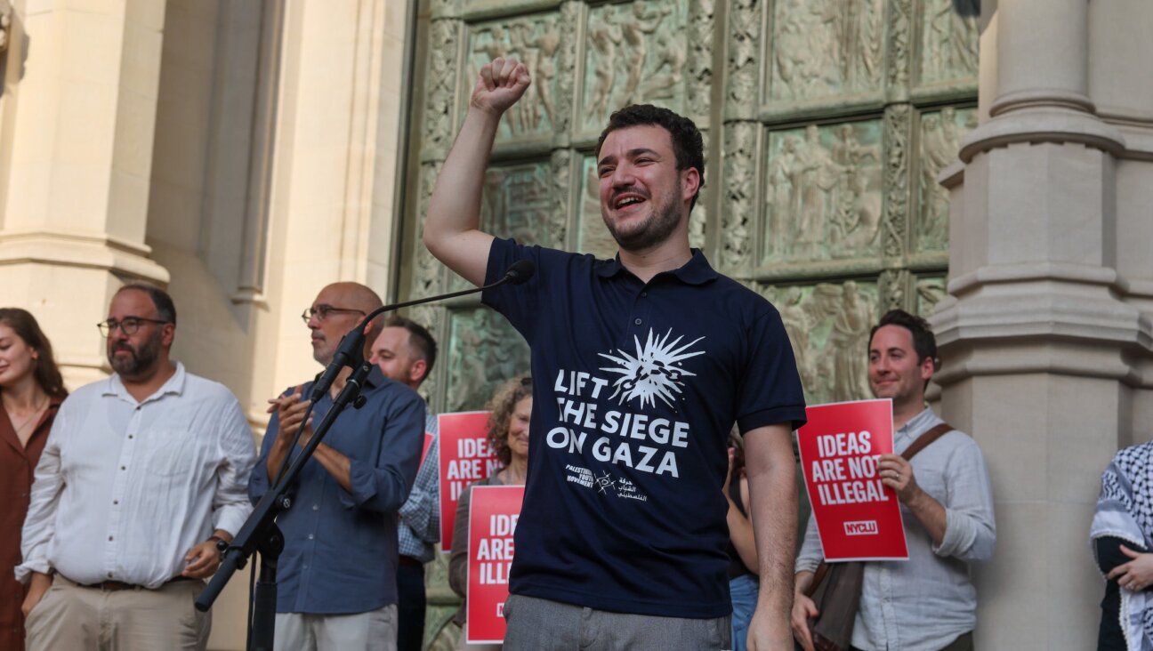 Palestinian activist Mahmoud Khalil, who was released from ICE detention, speaks during a rally on the steps of the Cathedral of St. John the Divine in Manhattan on June 22, 2025 in New York City. (Spencer Platt/Getty Images)