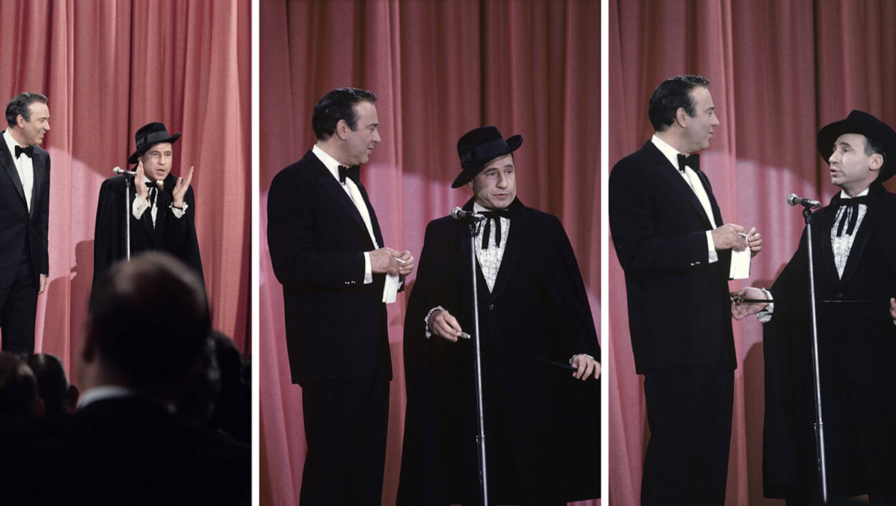 Carl Reiner and Mel Brooks, performing The 2000 Year Old Man in Los Angeles, California in 1967.