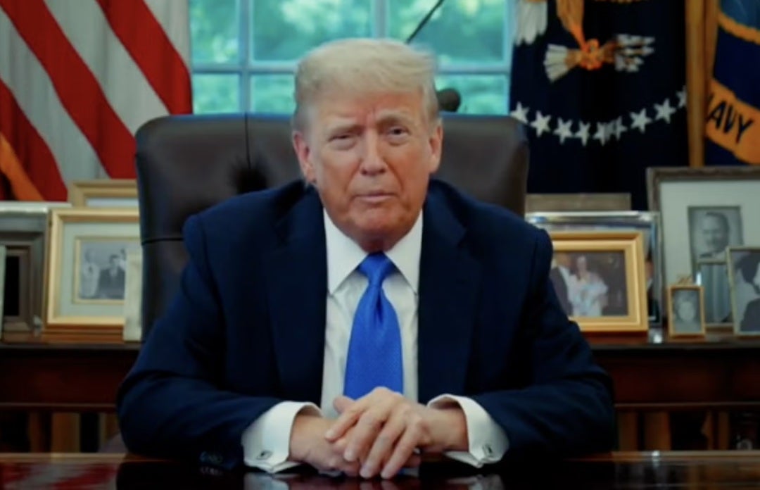 President Donald Trump is seen in an Oval Office address on June 4, 2025. 