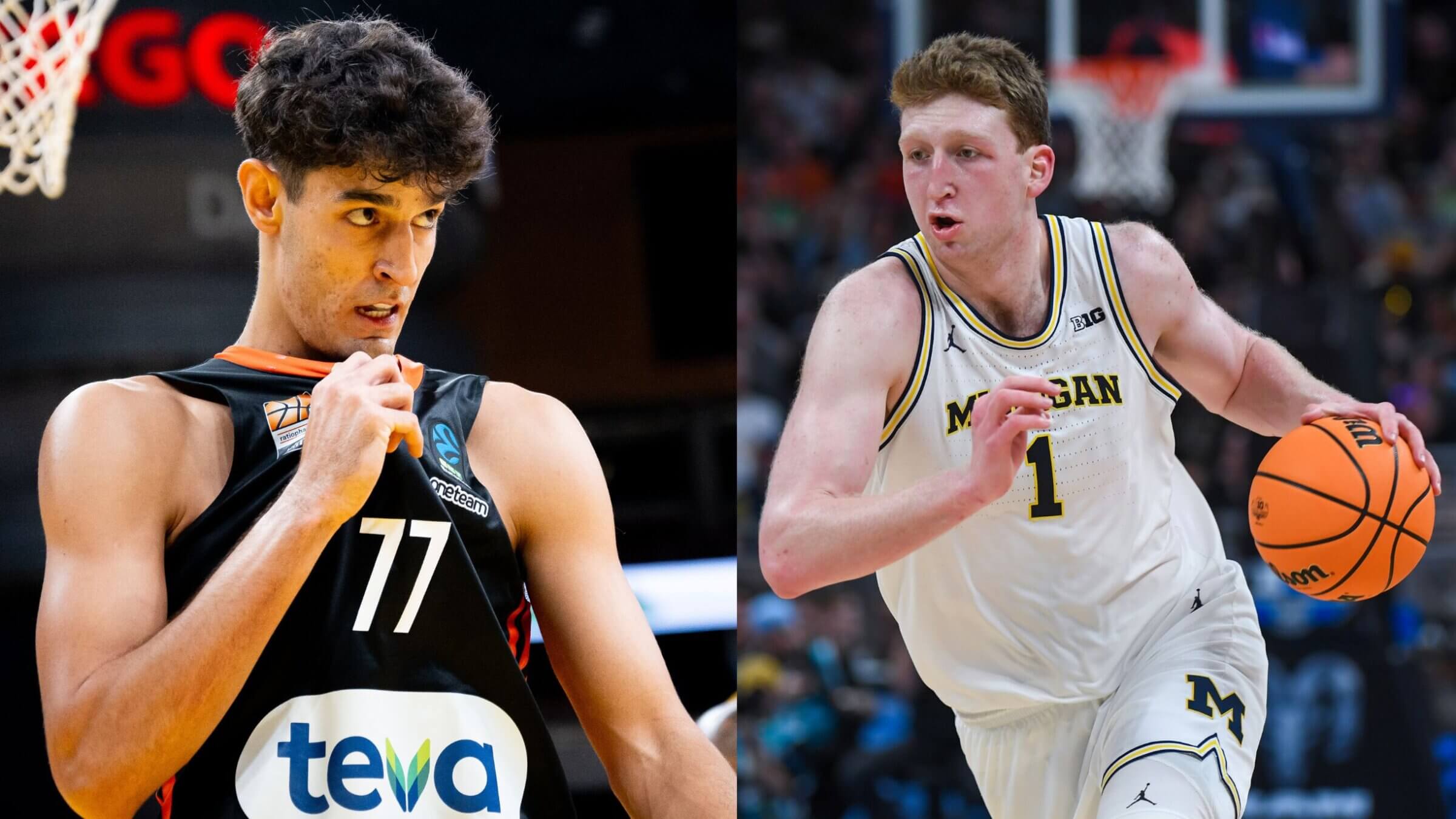 Ben Saraf (left) and Danny Wolf are expected to be picked in this week's NBA Draft.