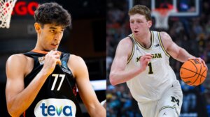 Ben Saraf (left) and Danny Wolf are expected to be picked in this week's NBA Draft.