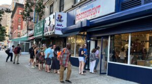 Hungry customers line up outside the new Silver Moon and Buttercup Bake Shop collaboration at 2664 Broadway.