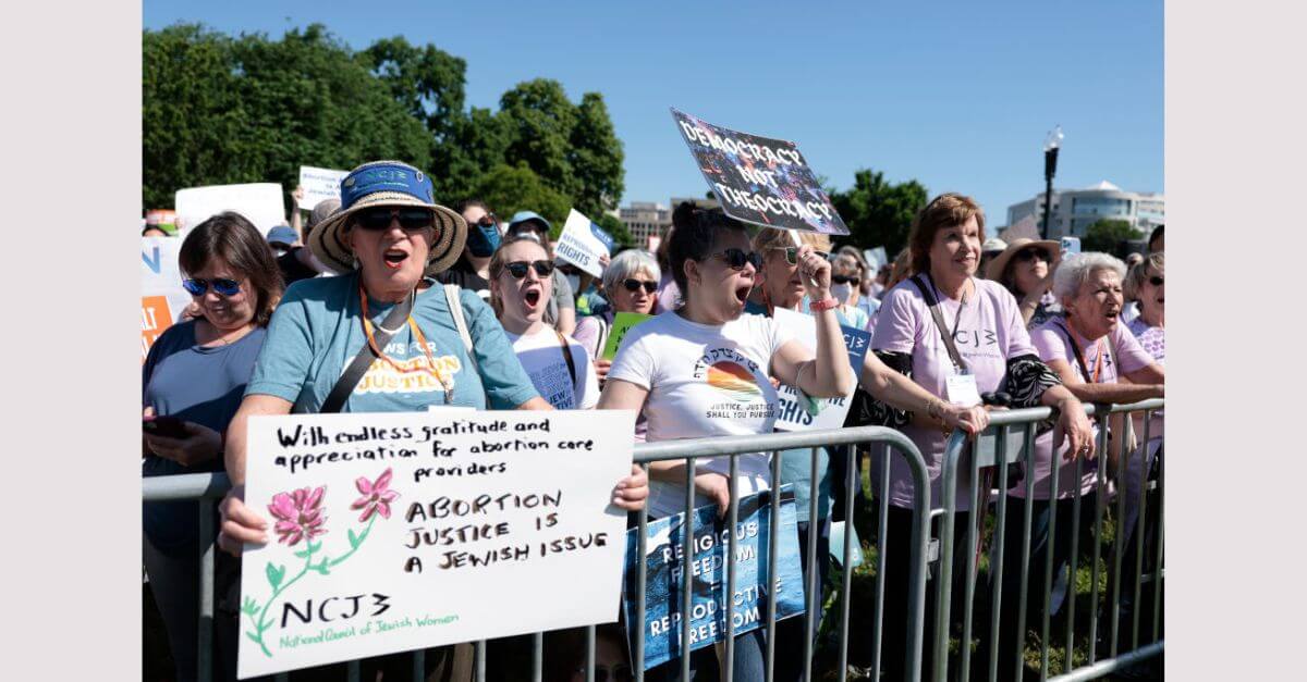 Protesters at the "Jewish Rally for Abortion Justice" rally in 2022 in Washington, D.C. 