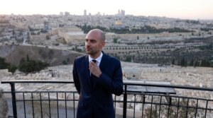France’s Minister for Europe and Foreign Affairs Jean-Noel Barrot visits the Mount of Olives, overlooking Jerusalem’s Old City and the Al-Aqsa Mosque compound on Nov. 7, 2024.