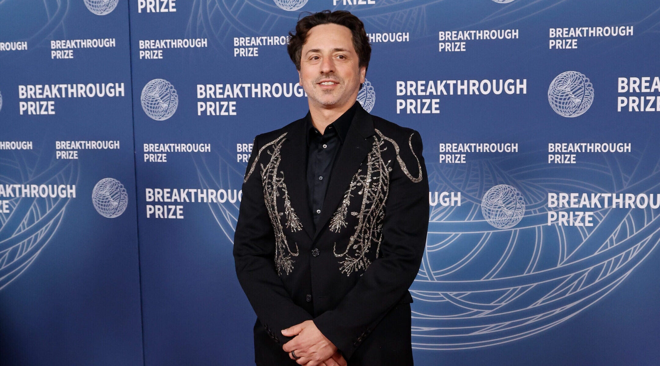 Sergey Brin attends the 2025 Breakthrough Prize Ceremony at Barker Hangar on April 05, 2025 in Santa Monica, California.