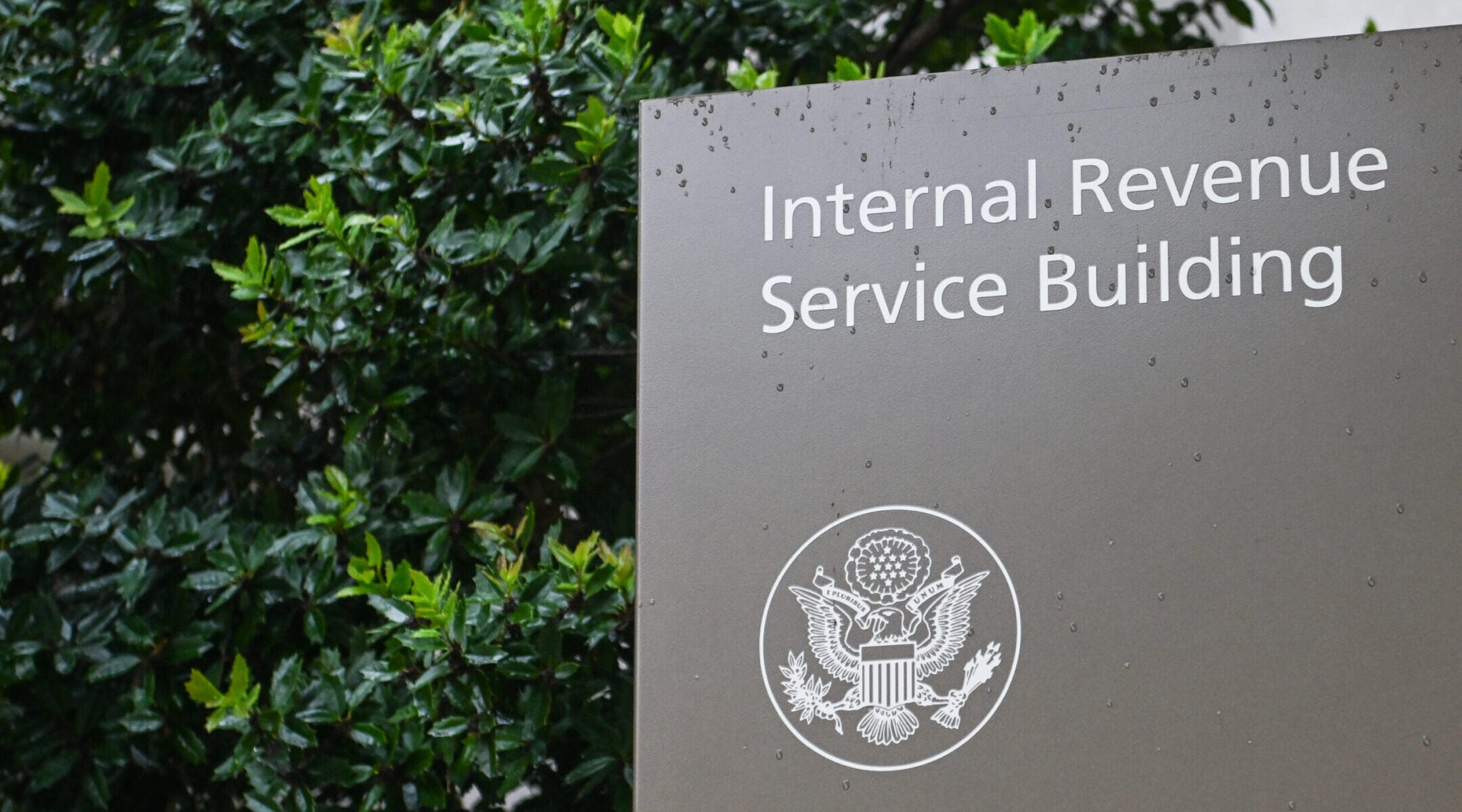 A sign outside the Internal Revenue Service building in Washington, D.C., United States, on May 28, 2025. (STR/NurPhoto via Getty Images)
