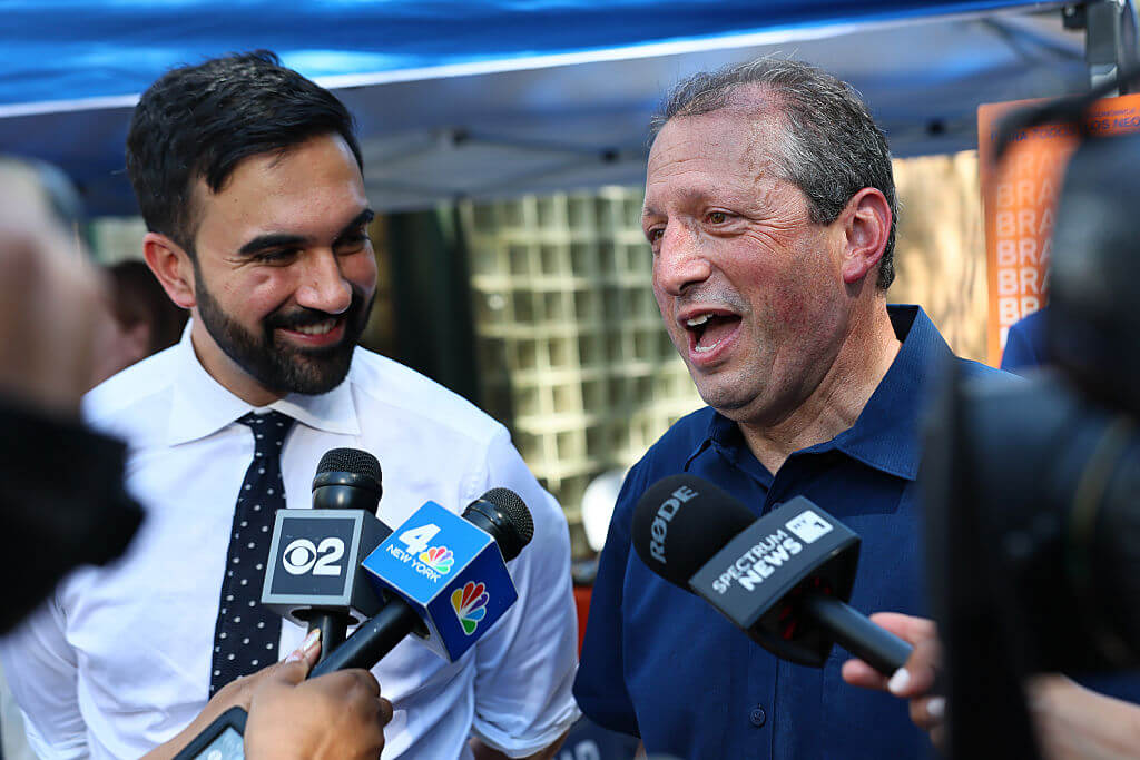 NYC mayoral candidates Zohran Mamdani and Brad Lander on June 24.  
