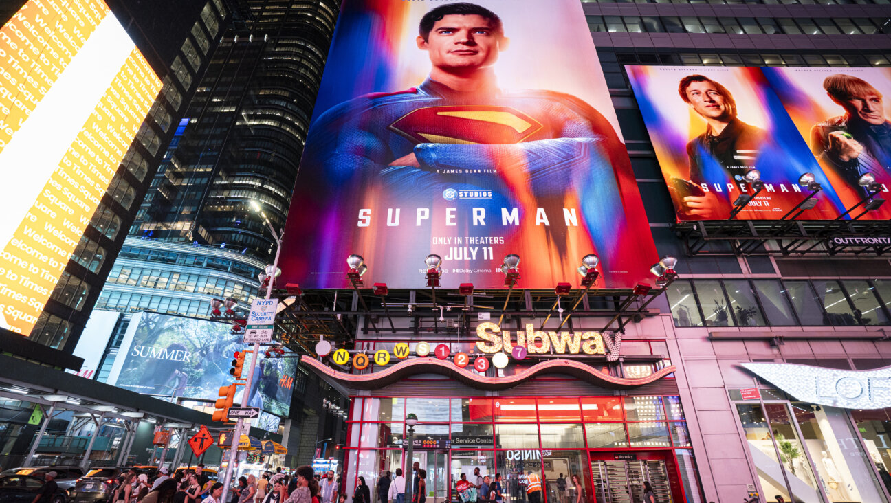 Superman over Times Square.