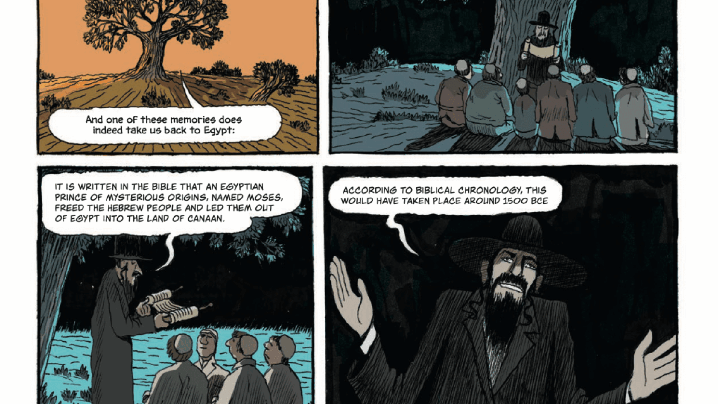 A page depicting a Torah lesson given by an ominous-looking rabbi.