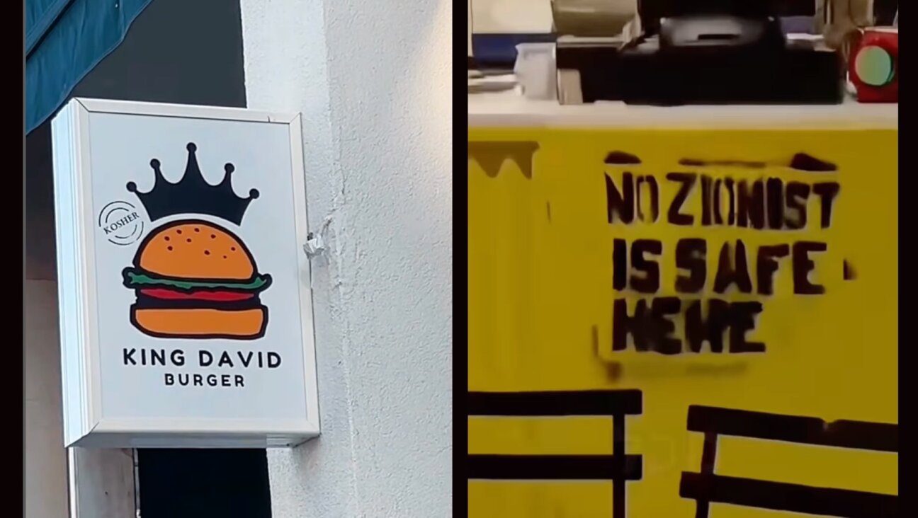 King David Burger in Athens, Greece, was defaced by pro-Palestinian vandals on July 12, 2025, its owner said. (Screenshots from King David Burger social media)
