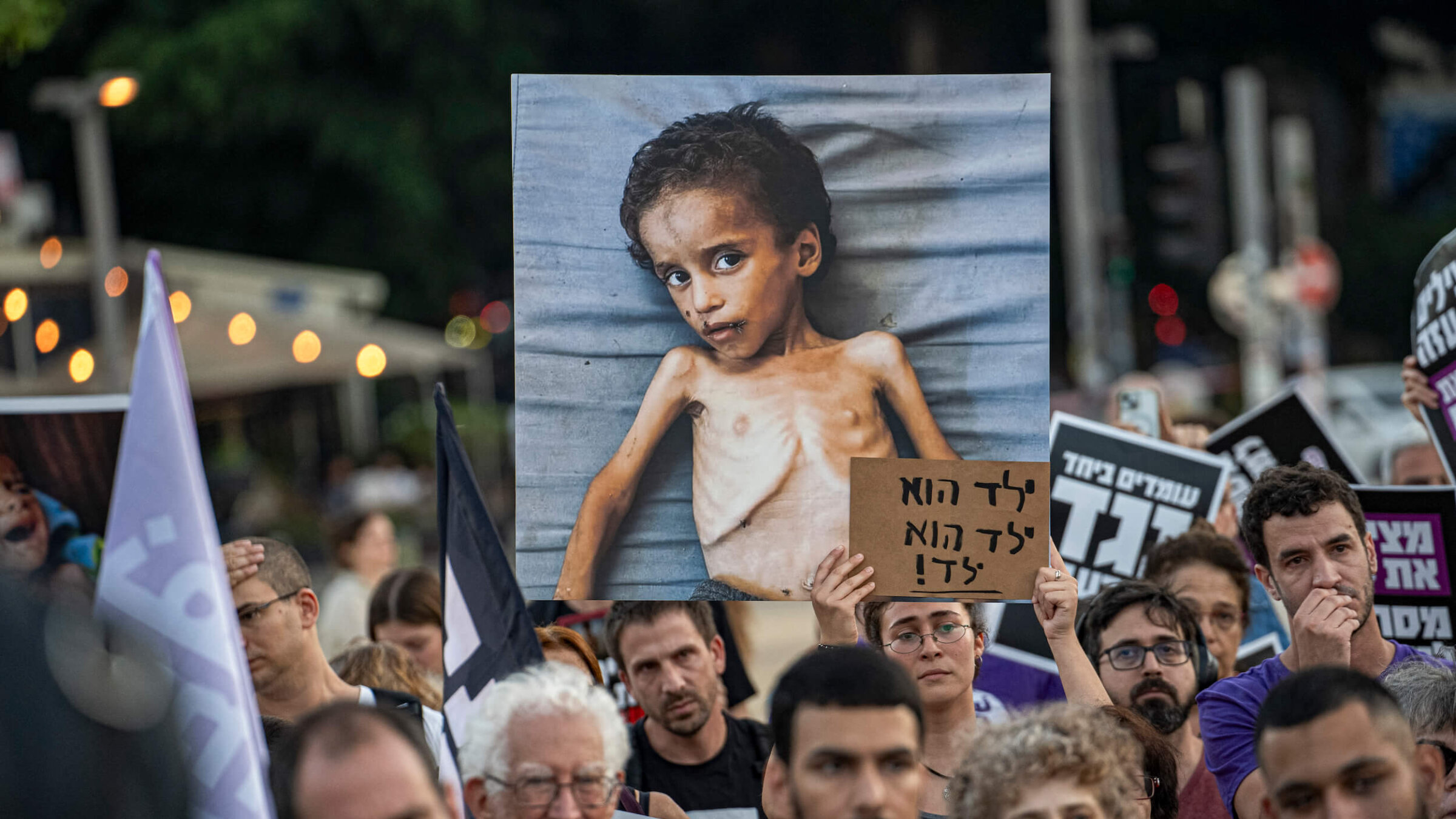 Israelis in Tel Aviv march and protest against the Israeli government last week, accusing it of starving Palestinian civilians in the Gaza Strip.