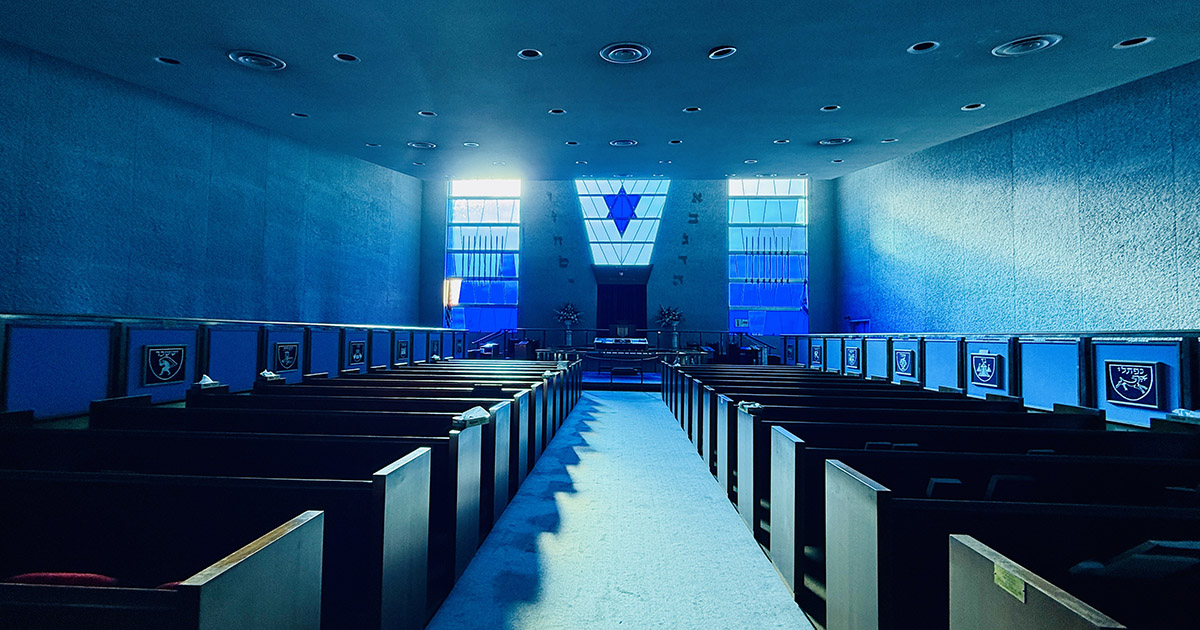 The sanctuary of Gemilas Chesed synagogue in White Oak, Pennsylvania.