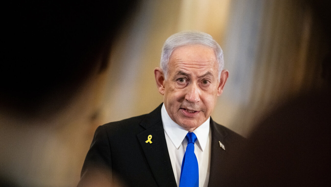 Israeli Prime Minister Benjamin Netanyahu speaks to members of the media in Washington, D.C. on July 8.