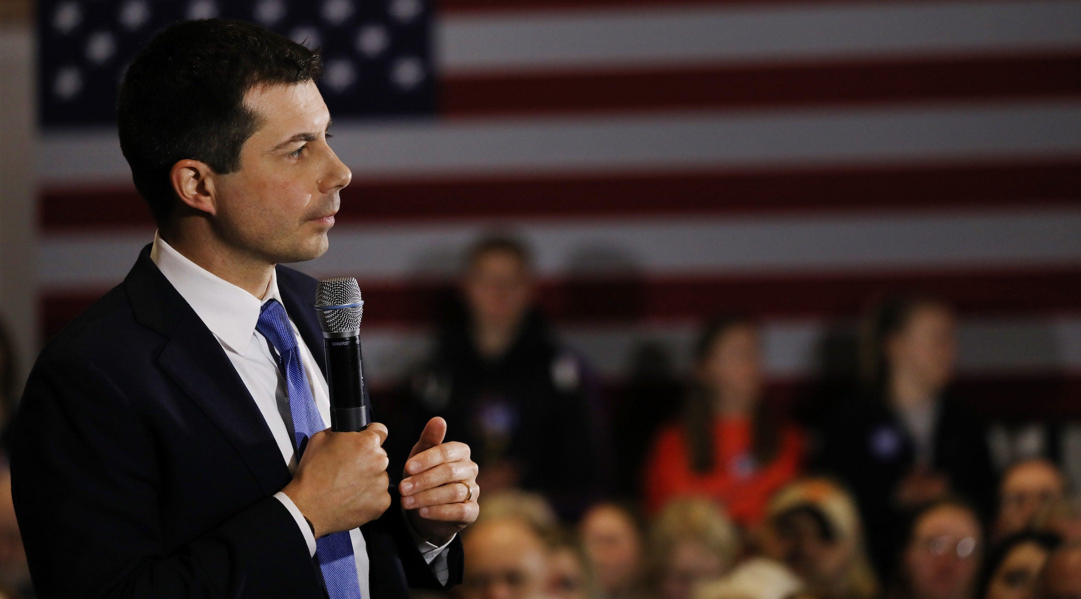 Then-Democratic presidential hopeful Pete Buttigieg speaks to voters in Cedar Falls, Iowa, Jan. 15, 2020. 