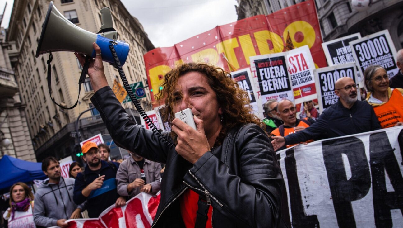 Vanina Biasi, national leader of the Partido Obrero, commemorates the National Day of Memory for Truth and Justice in downtown Buenos Aires, March 24, 2022.