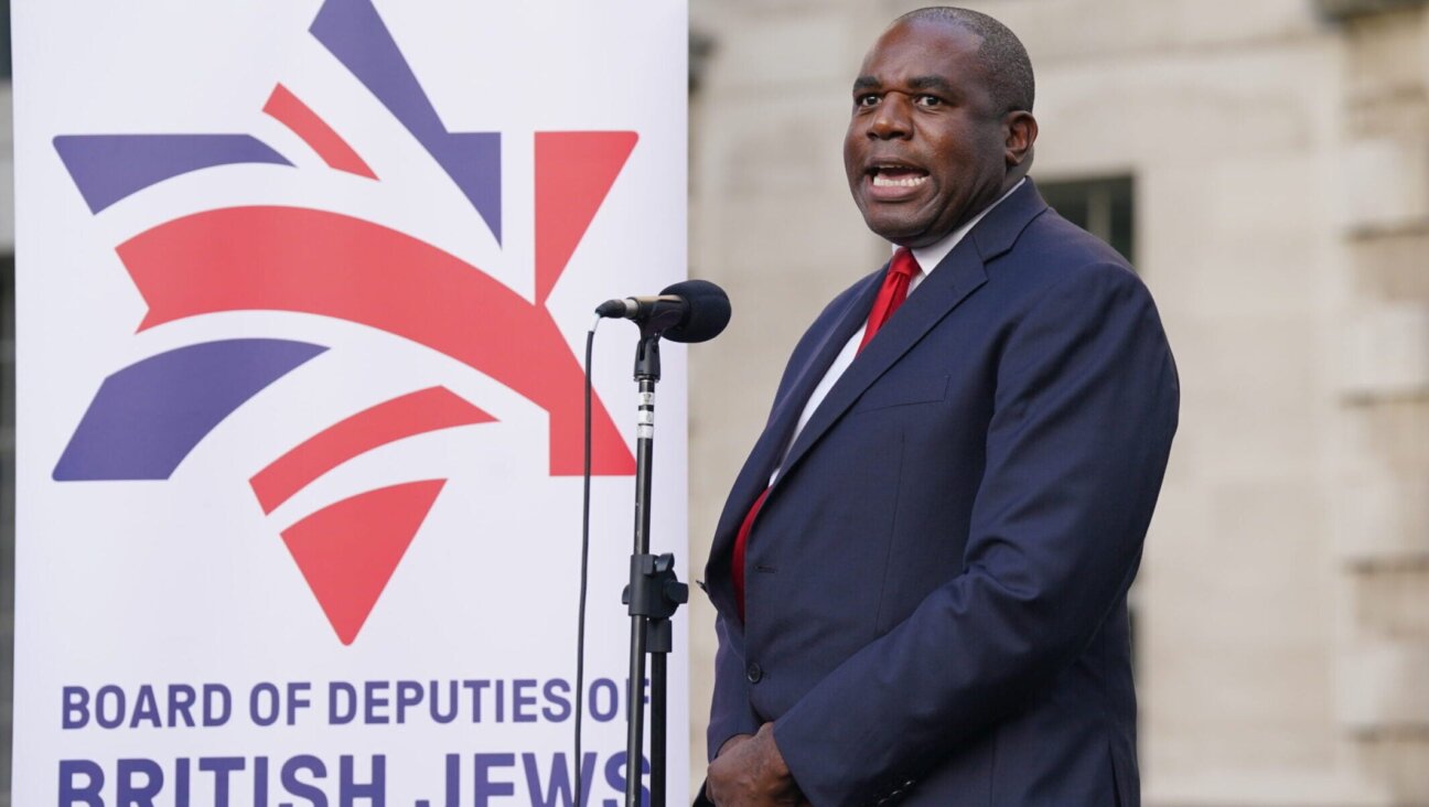 The then-British Shadow Foreign Secretary David Lammy speaking during a vigil outside Downing Street, central London, for victims and hostages of Hamas’ attack on Israel, organized by The Board of Deputies of British Jews, Oct. 9, 2023.