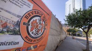 Signs at Beverly Hills High School in Beverly, Hills, Callfornia, on Dec. 9, 2024. 
