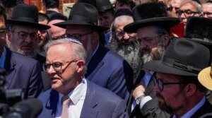 Australian Prime Minister Anthony Albanese speaks to the media after he visited the damaged Adass Israel Synagogue in Melbourne, Australia, Dec. 10, 2024. An arson attack on the Adass Israel Synagogue in Melbourne forced congregants to flee as flames engulfed the building. Albanese condemned the incident as an antisemitic act, emphasizing that such violence at a place of worship is unacceptable in Australia and labelling the event an act of terrorism. 